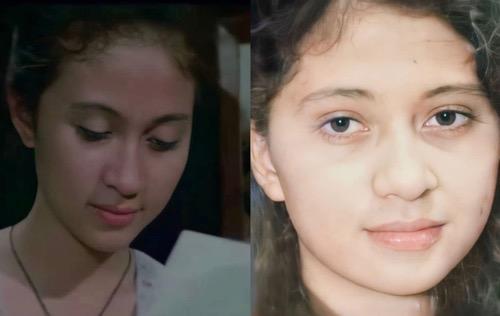 Yessy Gusman saat liburan dan di masa main film.