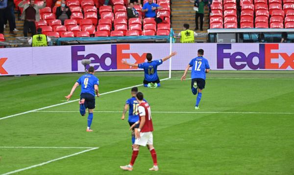 Italia Vs Austria Italia lolos ke perempat final Euro 2020. Mereka menghancurkan Austria 2-0 via babak tambahan pada fase 16 Besar di Wembley, Minggu (27/6/2021) dini hari WIB. (Foto: Reuters)