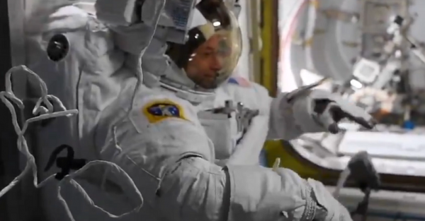 Looks like dancing, this astronaut actually cleans himself of nitrogen