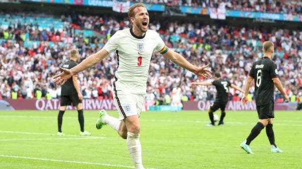 Selebrasi Harry Kane usai cetak gol Selebrasi Harry Kane usai cetak gol di laga Inggris vs Jerman. (Foto: Reuters)
