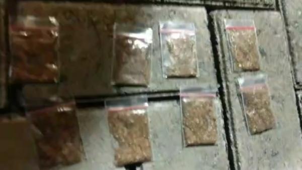 Barang bukti 10 paket tembakau gorila seberat 10,22 gram yang disita dari tersangka Hendra. (Foto: iNews/Asep Juhariyono)