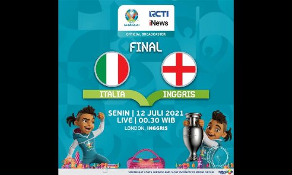 Pesta sepak bola Eropa UEFA Euro 2020 bakal mencapai parta final pada Senin (12/7/2021). Laga Italia vs Inggris itu akan disiarkan langsung di RCTI dan iNewsTV. (foto: MNC Media)