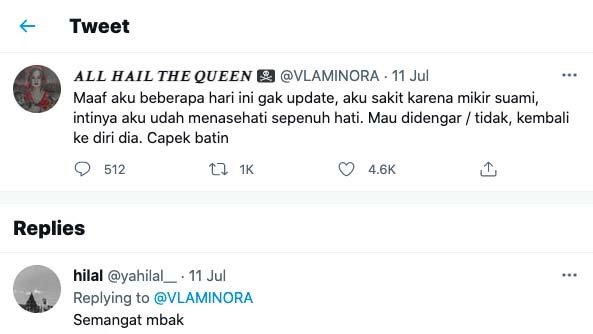 Curhat Nora Alexandra di Twitter (Foto: Twitter)