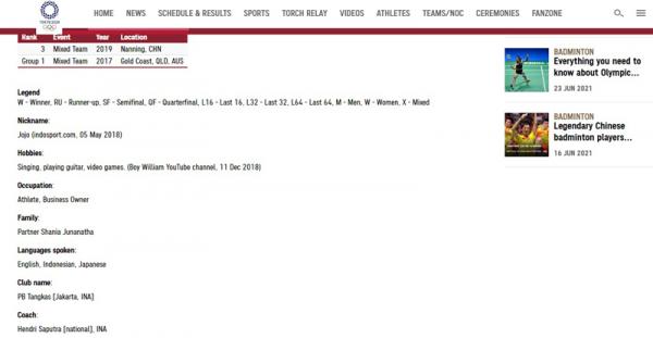 Jonatan Christie Foto: Tangkapan layar laman Olimpiade