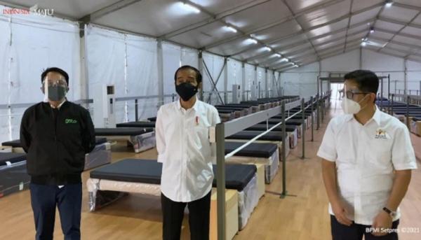 Presiden Jokowi meninjau Rumah Oksigen Gotong Royong di Pulogadung, Jakarta Timur. (Foto ist).