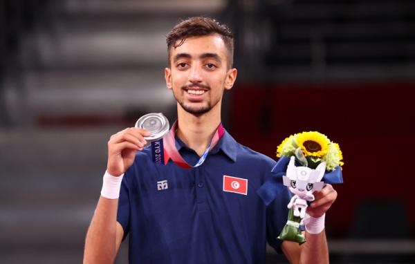 Atlet taekwondo Tunisia Mohamed Khalil Jendoubi disebut mirip gelandang MU Bruno Fernandes. (Foto: Reuters)