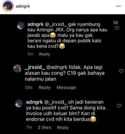 Perdebatan Jerinx dengan Adam Deni di Instagram