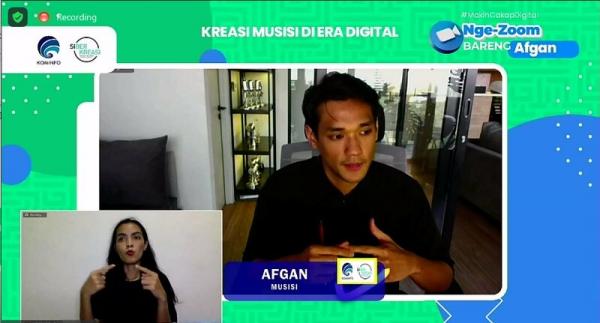 Afgan dalam kegiatan `Nge-Zoom Bareng Public Figure’ dari Kemkominfo dan GNLD Siberkreasi. (Foto: dok Kemkominfo)