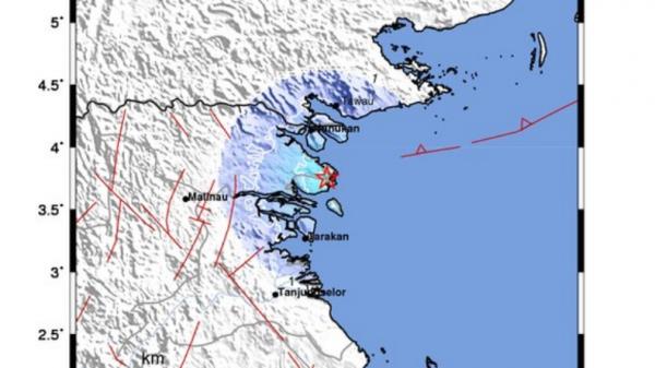 Gempa Terkini Magnitudo 4,4 Guncang Tarakan, Berpusat Di Darat