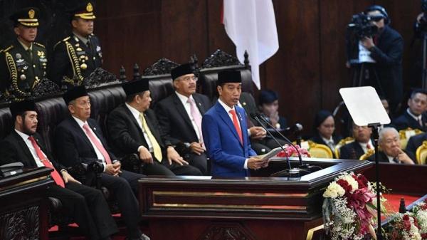 Jokowi Pidato 2018 Jokowi menyampaikan pidato kenegaraan 2018. (Foto; Antara).