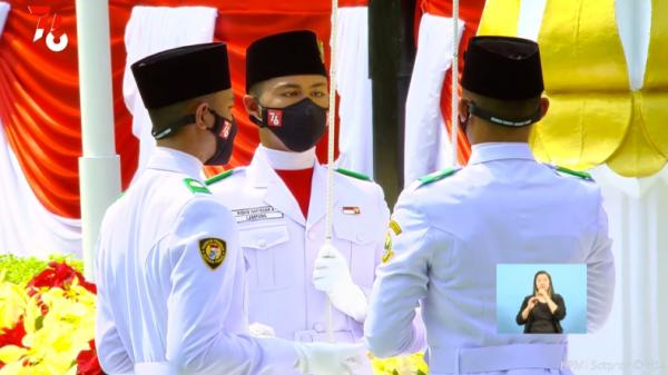 Ridho Hadfizar Armadhani, pelajar asal Lampung yang menjadi Paskibraka pengerek bendera Merah Putih (YouTube/Sekretariat Presiden)