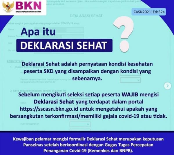 Ketentuan baru BKN mengenai Deklarasi Sehat bagi peserta CPNS dan PPPK Tahun 2021.
