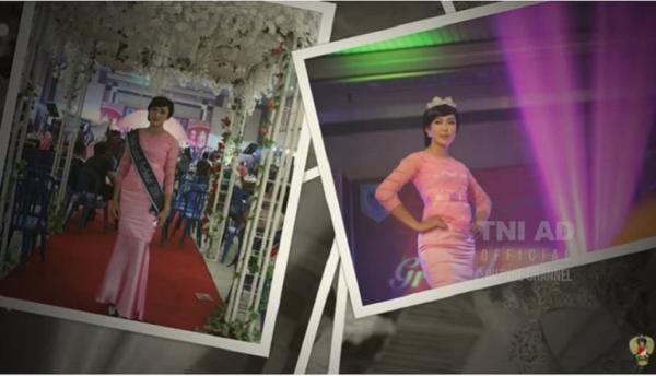 Ajudan atau ADC Ibu Pangdam II/Sriwijaya Serda (K) Intan Indah Lestari mengikuti gadis bujang Lahat. (Foto akun Youtube TNI AD).