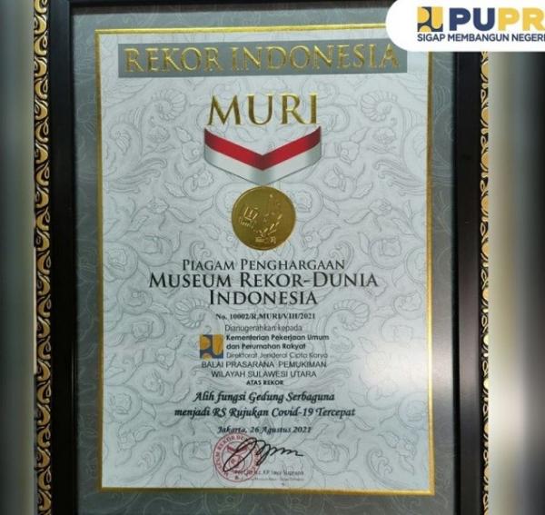 Penghargaan MURI untuk pembanguna RS lapangan darurat tercepat