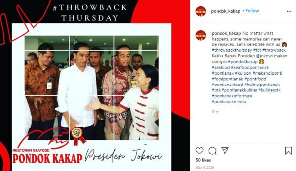 Restoran Pondok Kakap pernah dikunjungi Presiden Joko Widodo pada 2020 lalu. (Foto: Instagram)