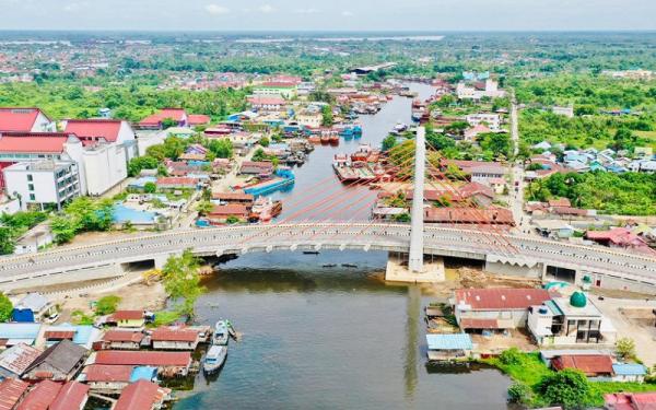 Jembatan Sei Alalak, Kalimantan Selatan. (Foto: Antara/HO-Kementerian PUPR)