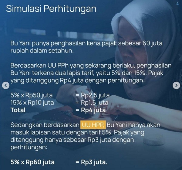 Simulasi pajak penghasilan orang pribadi di RUU HPP.