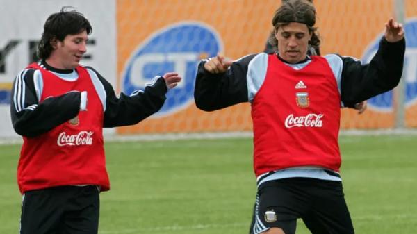Hernan Crespo dan Lionel Messi saat memperkuat Timnas Argentina. (Foto: 90min)