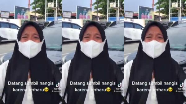 Nangis CPNS Wanita ini menangis terharu karena dikira tak bisa tikut tes CPNS (TikTok @manise18_)
