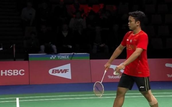 Anthony Sinisuka Ginting di Piala Thomas 2020 Pebulu tangkis tunggal putra, Anthony Sinisuka Ginting. (Foto: Twitter/@bhulukhuduktv)