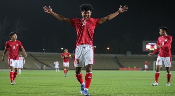Bagus Kahfi Timnas Indonesia U-23 vs Australia U-23 pada leg pertama Kualifikasi Piala Asia U-23 2022 Grup G di Central Republican Dushanbe, Tajikistan, Selasa (26/10/2021). (Foto: PSSI)