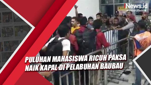 Video Puluhan Mahasiswa asal Ambon Paksa Naik Kapal di Pelabuhan Baubau Ricuh