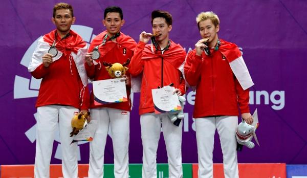 Head to head Kevin Sanjaya Sukamuljo/Marcus Fernaldi Gideon vs Fajar Alfian/Muhammad Rian Ardianto menarik diulas jelang semifinal French Open 2021. (Foto: Okezone)