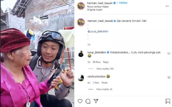 Tangkapan layar video Mbah Minto dan Pak Bhabin Tangkapan layar video Mbah Minto dan Pak Bhabin (Foto: Instagram/Pak Bhabin)