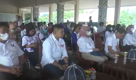 Pengurus dan kader Partai Perindo Gowa mengikuti rapat koordinasi dan pendidikan politik, Kamis (11/11/2021). (Foto: iNews TV/Bugma)