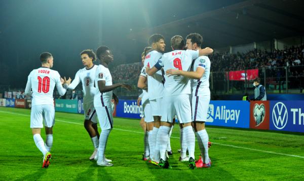 Timnas Inggris bantai San Marino 10-0 pada matchday pamungkas Grup I Kualifikasi Piala Dunia 2022 Zona Eropa, Selasa (16/11/2021) dini hari WIB. (Foto: REUTERS/Jennifer Lorenzini)