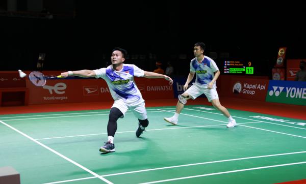 Ganda putra Mohammad Ahsan/Hendra Setiawan melaju ke 16 Besar Indonesia Master 2021. (Humas PBSI)