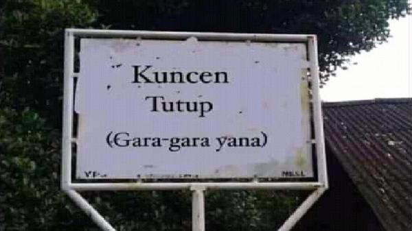 Meme Yana2B Foto pelang berisi tulisan, Kuncen tutup (gara-gara yana). (Foto: ISTIMEWA)