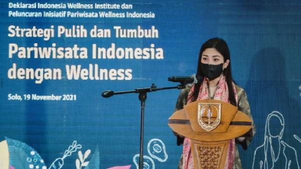 Wamenparekaf Angela saat peluncuran Aroma Wellness Festival (AWF). (Foto: ist)