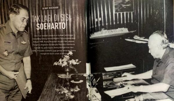 Presiden ke-2 RI Soeharto bersama Panglima ABRI Jenderal TNI LB Moerdani atau Benny Moerdani. (Foto Buku Benny Moerdani Yang Belum Terungkap).