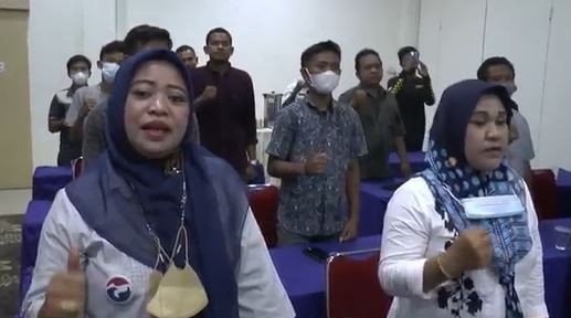 Kader dan pengurus DPD Partai Perindo Takalar mengikuti rakor dan pendidikan politik jelang Pemilu 2024. (Foto: iNews TV/Bugma)