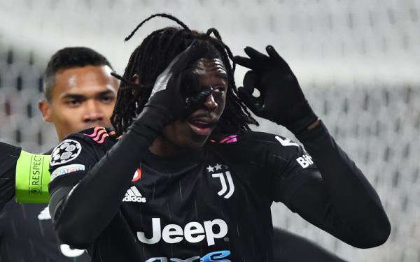 Striker muda Juventus, Moise Kean Striker muda Juventus, Moise Kean merayakan gol yang dicetaknya ke gawang Malmo dalam laga Liga Champions 2021/2022 di Stadion Allianz, Turin, Kamis (9/12/2021). (Foto: REUTERS/Massimo Pinca)