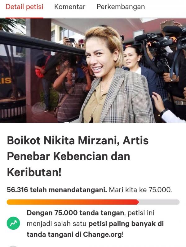 Petisi boikot Nikita Mirzani. (Foto: istimewa)