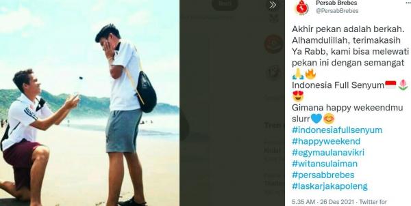 Persab Brebes ikut senang timnas Indonesia melaju ke final Piala AFF 2020. (Foto: twitter)