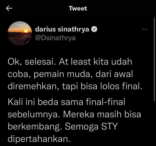 IMG 0324 Reaksi selebriti menonton pertandingan bola Indonesia melawan Thailand. (Foto: Twitter)