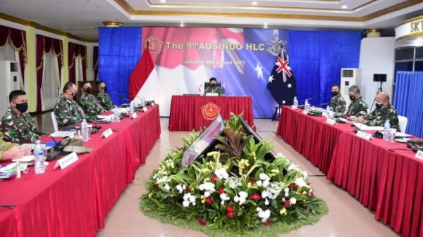 Hadi Tjahjanto Ausindo 2 Tni Panglima TNI Marsekal TNI Hadi Tjahjanto bersama Chief of The Defence Forces (CDF) Australia General Angus Campbell memimpin sidang ke-9 Australia-Indonesia High Level Committee (Ausindo HLC) 2021. (Foto: Dok. TNI).