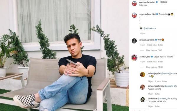 Bintang Timnas Indonesia, Egy Maulana Vikri tampak bergaya saat difoto gebetannya. Foto tersebut pun diunggah di Instagram-nya dan dikomentari oleh netizen dan rekan setimnya, Asnawi Mangkualam. (Foto: Instagram/@egymaulanavikri)