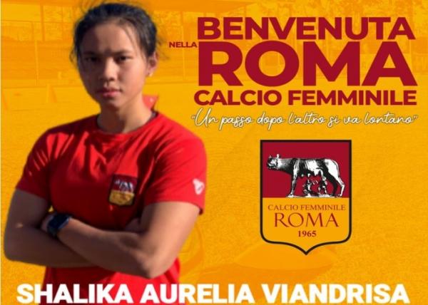 Roma Calcio Femminile, Shalika Aurelia Bek Roma Calcio Femminile asal Indonesia, Shalika Aurelia resmi diperkenalkan pada Minggu (9/1/2022). (Foto: Romacalciofemminile.it)