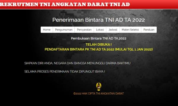 Pendaftaran Bintara TNI AD 2022, Ini Persyaratan, Jadwal dan Cara Daftarnya