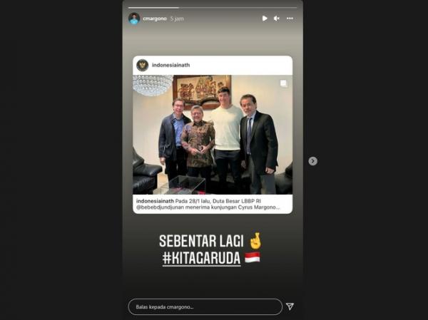 Cyrus Margono Cyrus Margono tampak memberikan sinyal siap memperkuat Timnas Indonesia. (Foto: Instagram/@cmargono)