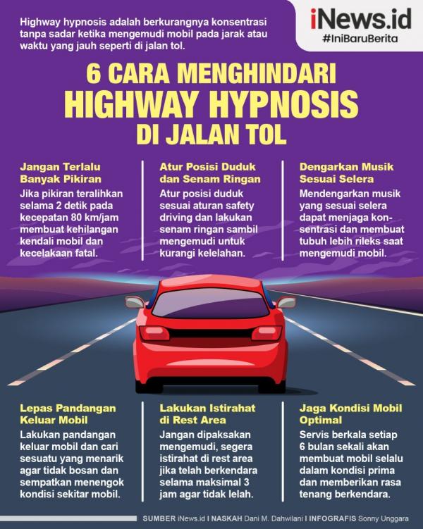 Infografis 6 Cara Menghindari Highway Hypnosis di Jalan Tol