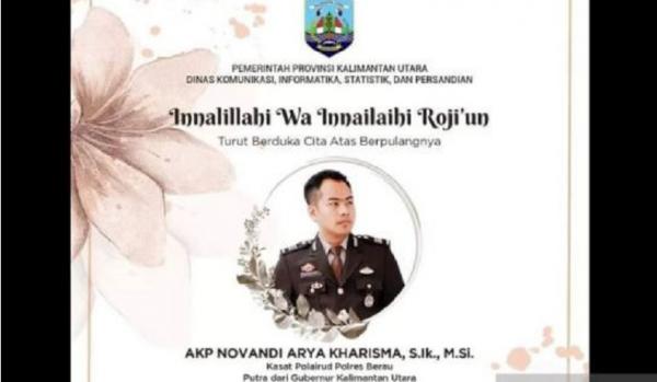 Anak Gubernur Kalimantan Utara Zainal Arifin Paliwang, AKP Novandi Arya Kharizma meninggal kecelakaan di Jakarta. (ANTARA/HO-Humas Pemprov Kaltara)
