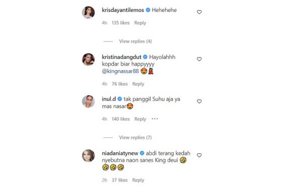 Komentar dari teman artis di Instagram Nassar. (Foto: tangkapan layar/Instagram kingnassar88)