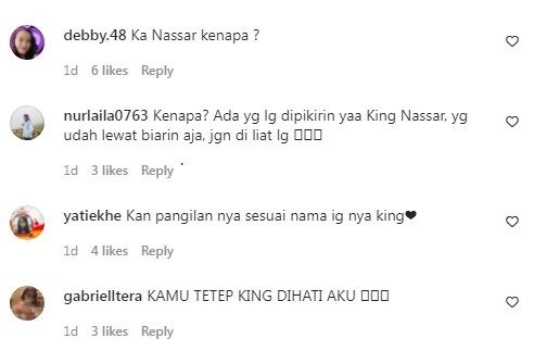 Reaksi warganet atas unggahan Nassar. (Foto: tangkapan layar/Instagram kingnassar88)