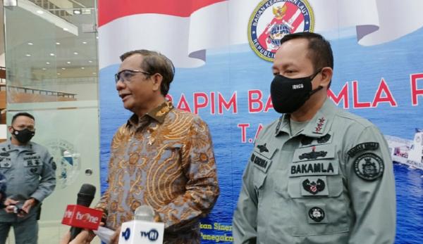 Menko Polhukam Mahfud MD di Bakamla. (Foto MNC Portal).