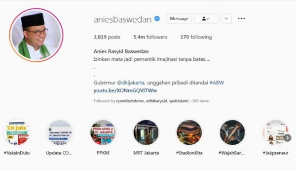 IG Anies Baswedan Tangkapan layar Instagram Anies Baswedan (Foto : Ist)